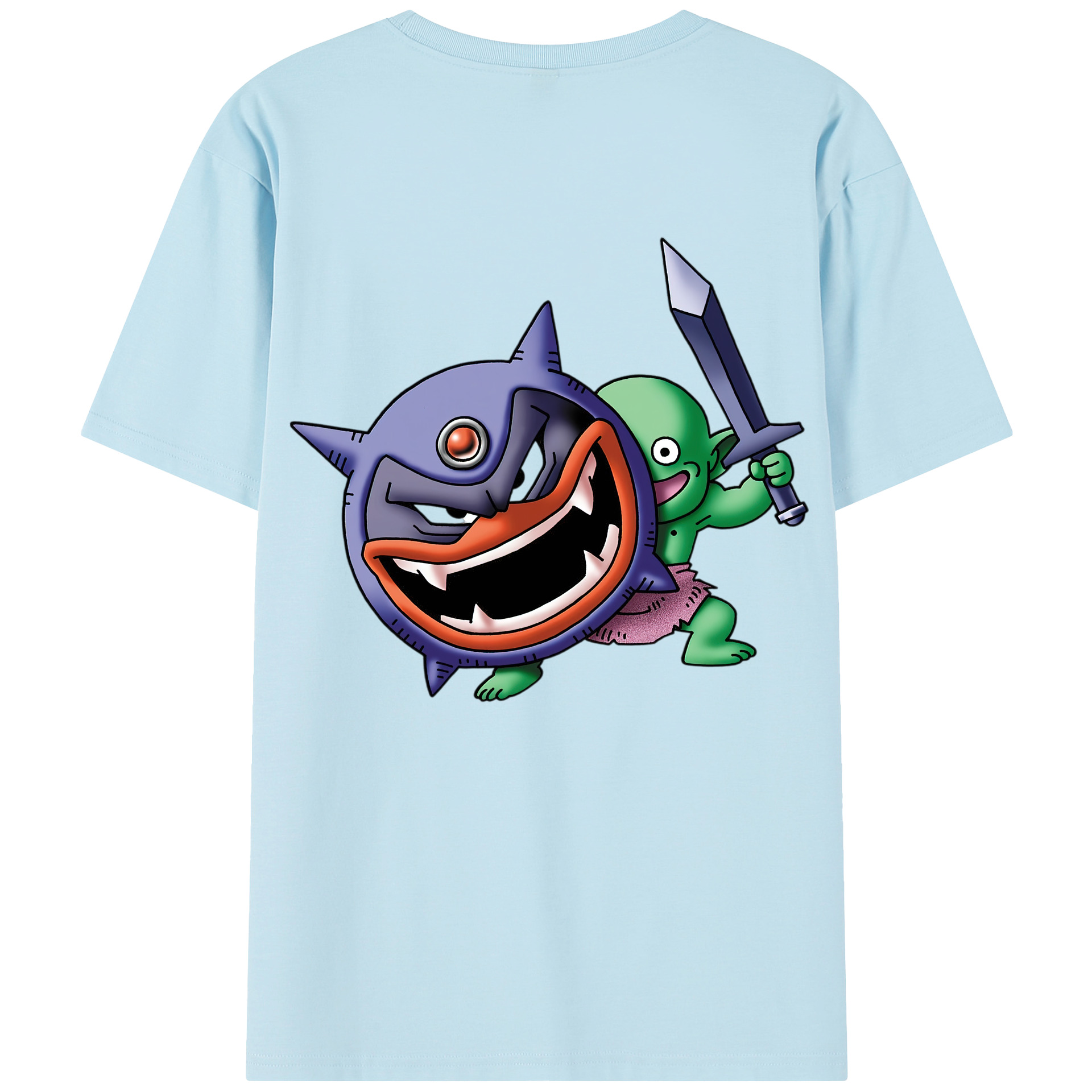 （画像用） ドラゴンクエスト Doragon Kuesuto Dragon Quest 綿100％半袖Tシャツ（背面プリント）